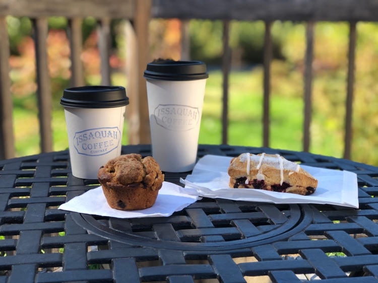 Pastries from Plant Life Meals and Lattes from Issaquah Coffee Company, at Issaquah Coffee Co. in Issaquah, WA